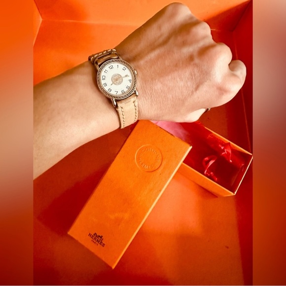 Hermes Tan and Silver Women's Watch - Picture 1 of 7